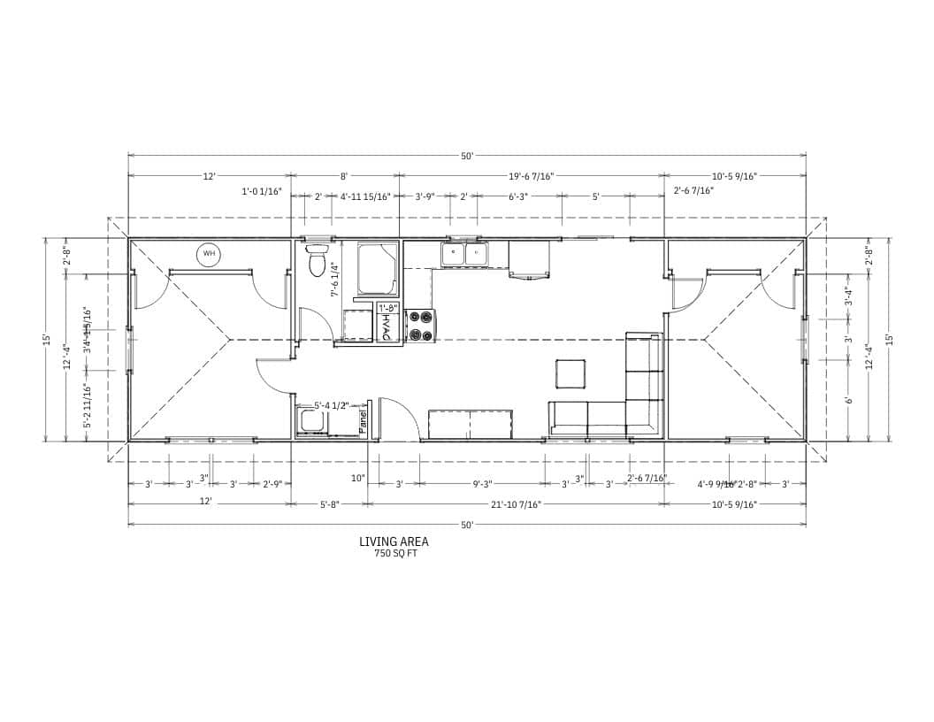 16x50 standard cabin floor plan