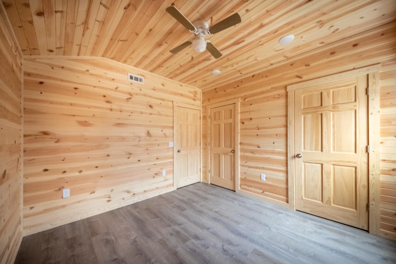 finished cabin bedroom