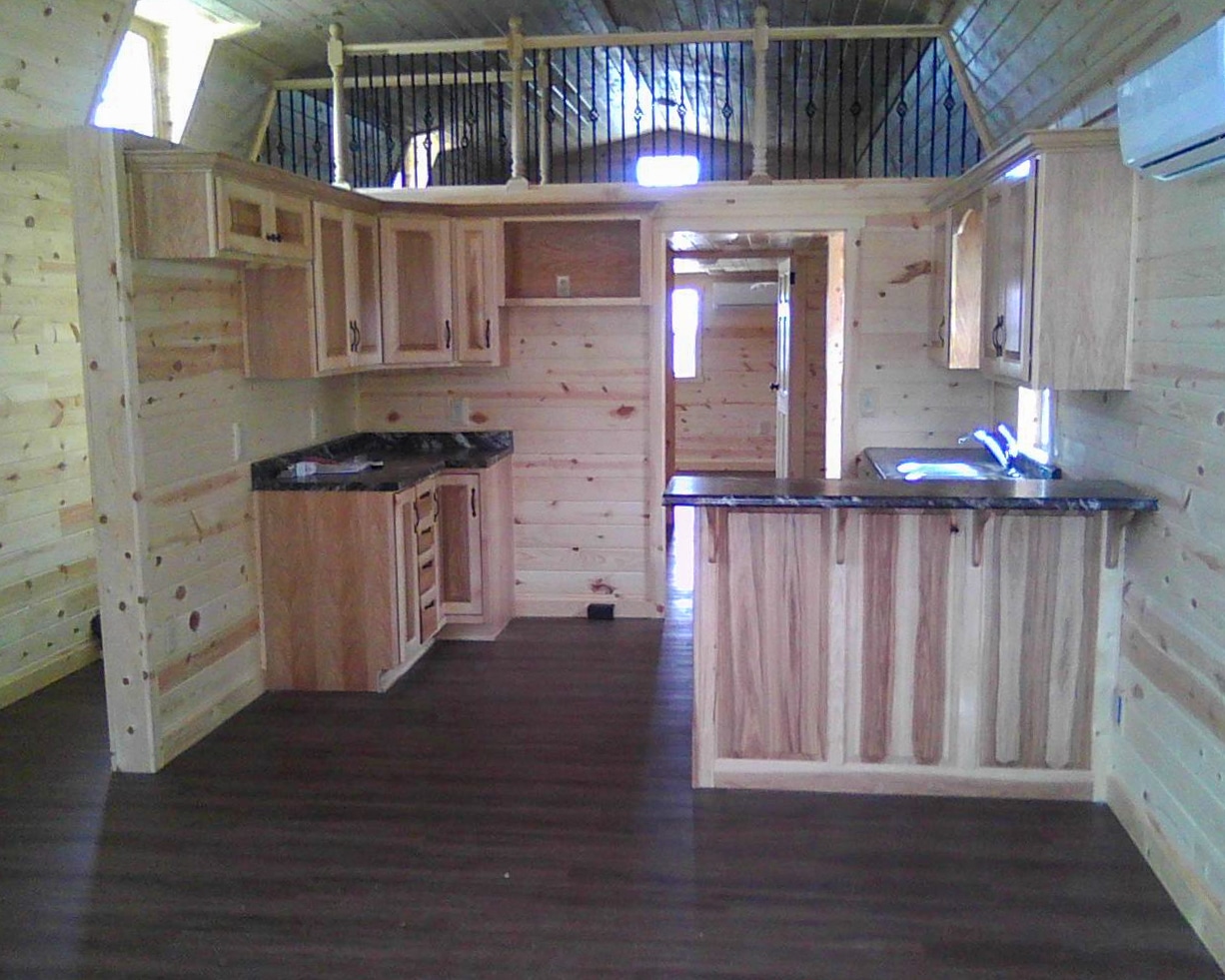 prefab cabin finished kitchen