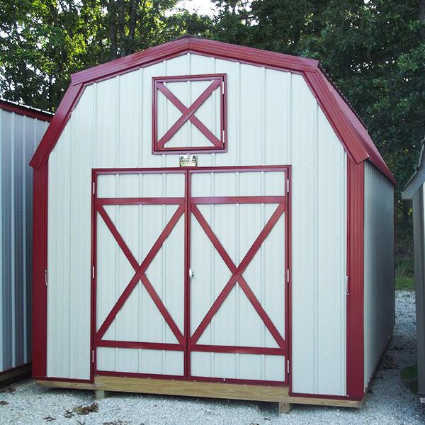 vertical roof red lofted barn metal storage barn