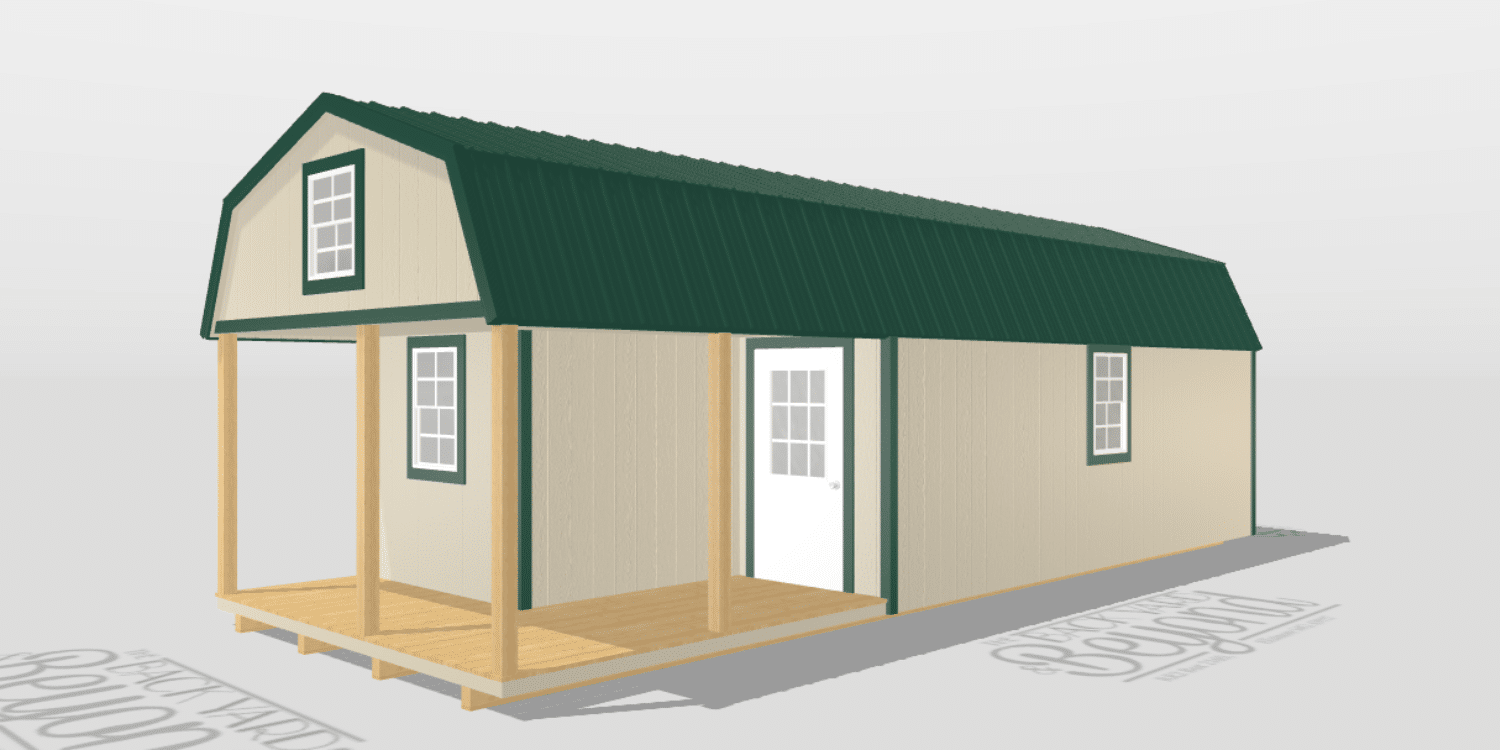 lofted cabin with l shaped porch in mo