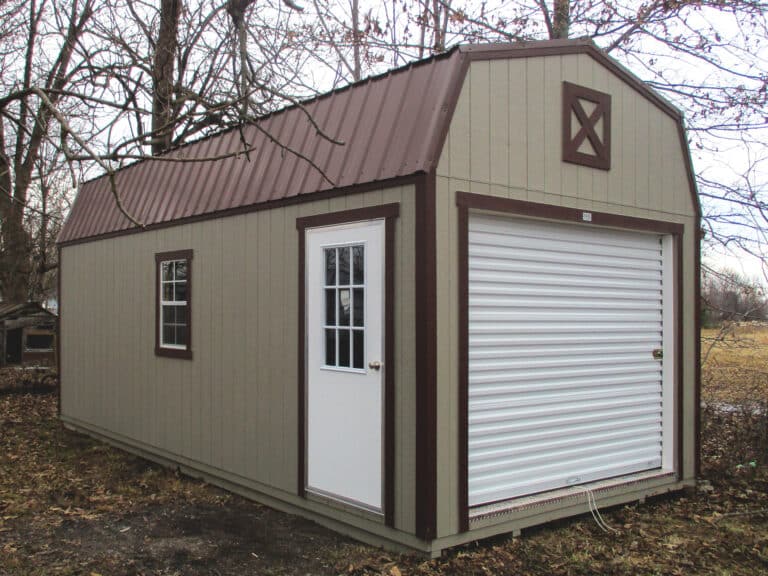 portable lofted garage with door in mo