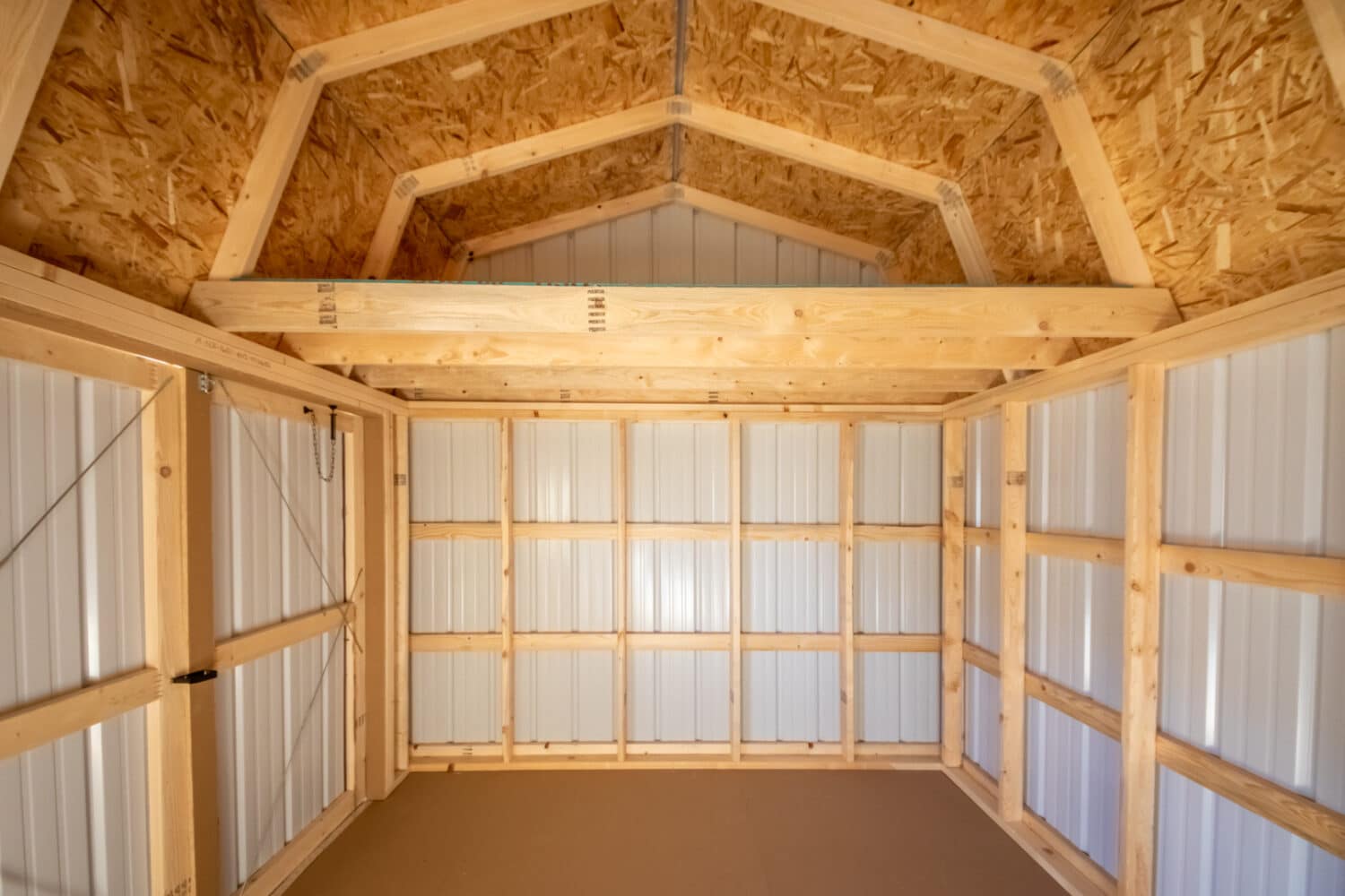 10x12 side lofted barn interior 2